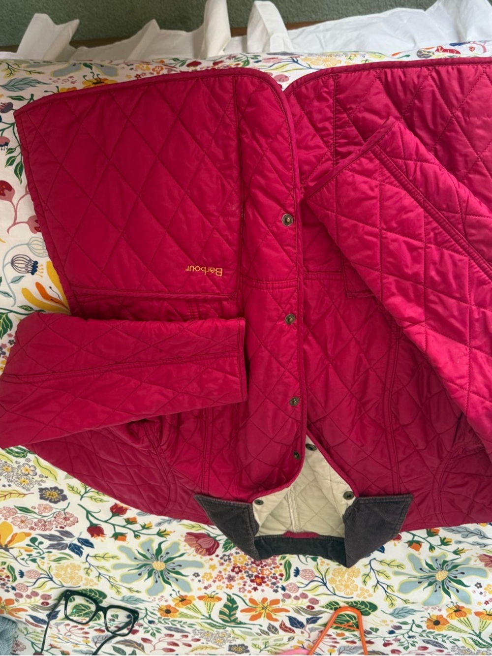 Barbour Quilted Jacket in Raspberry
